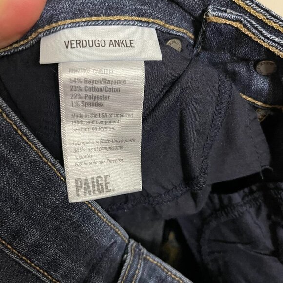 Paige Women's Dark Wash Whiskered Mid Rise Stretch Verdugo Ankle Jeans Size 25 - Picture 4 of 9